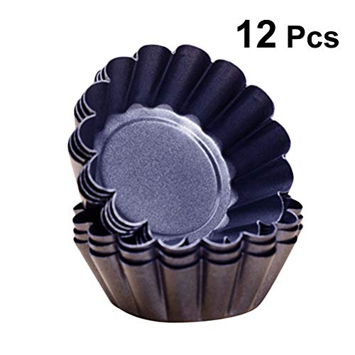 BESTONZON 12 unids Ronda Antiadherente Tarta Pan Huevo Tarta de estaño Magdalena Magdalena Tartaleta Molde Muffin Tazas