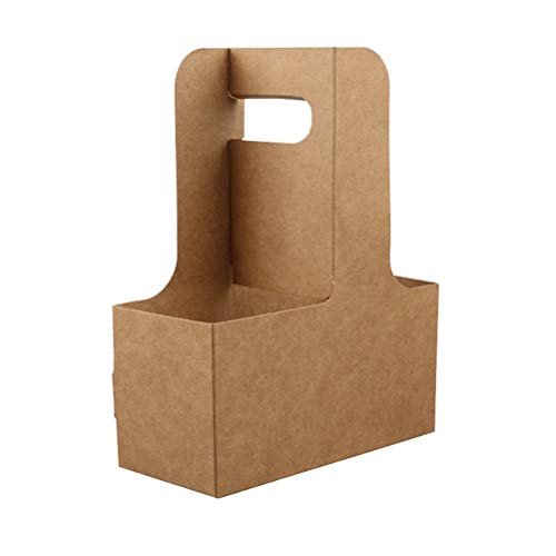 BESTonZON 5PCS 4 Taza de Papel Kraft Portador de Bebidas Café para Llevar Portador de Bebidas para Llevar con Asas