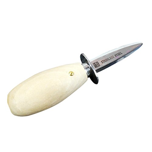 BESTonZON Cuchillo de ostras de almeja de Acero Inoxidable Herramientas de mariscos con Mango de Madera (tamaño pequeño)