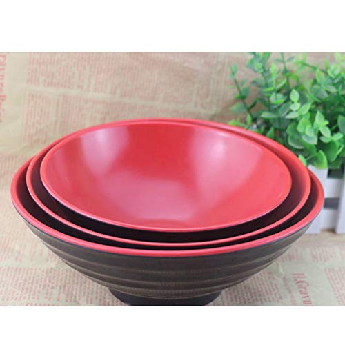 BESTONZON Cuenco de sopa japonés 1pc / Cuencos de sopa de fideos/Cuencos de cereales, Color rojo negro doble, Adecuado para sopa, arroz o pasta (19x9cm)