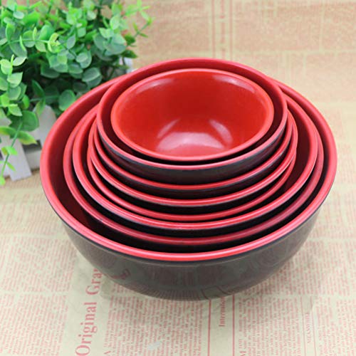 BESTONZON Cuenco de sopa japonés 1pc / Cuencos de sopa de fideos/Cuencos de cereales, Color rojo negro doble, Adecuado para sopa, arroz o pasta (19x9cm)