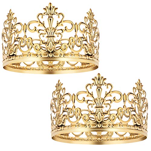 BESTONZON - Decoración para tarta de boda, cumpleaños, diseño de corona dorada, para rey, reina, príncipe y fiesta de princesa (oro) dorado