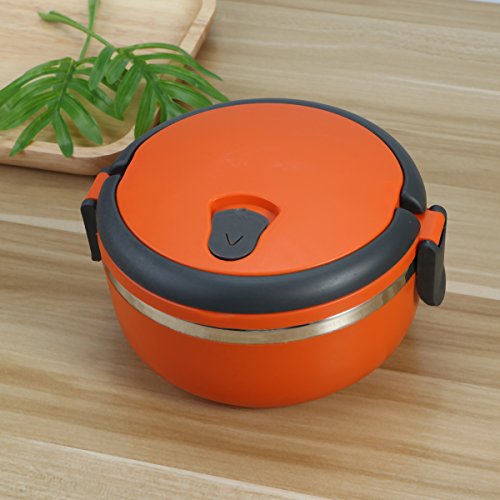 BESTonZON Fiambrera de Bento de Acero Inoxidable con Aislamiento Térmico Contenedor de Alimentos Cajas de Comidas (Naranja)