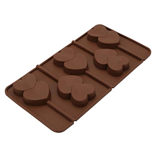 BESTonZON Molde de Piruletas y Chocolate de Corazones de Silicona para DIY Dulces Bandeja de Hielo (Café)