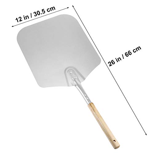 Bestonzon Pala para pizza de aluminio con boquilla para pizza – Se puede utilizar también para cocinar el pan en el horno – con amplia superficie 66 x 30,5 x 2,5 cm