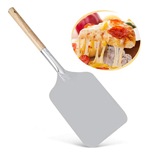 Bestonzon Pala para pizza de aluminio con boquilla para pizza – Se puede utilizar también para cocinar el pan en el horno – con amplia superficie 66 x 30,5 x 2,5 cm