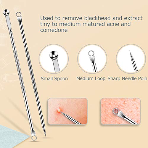 BESTOPE - Juego de 7 Piezas de Blackhead Remover Kit y Pinzas de Depilar para Acné Puntos NegrosPin Spot Extractor aguja Pinzas de cejas