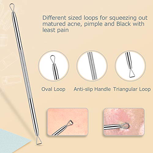 BESTOPE - Juego de 7 Piezas de Blackhead Remover Kit y Pinzas de Depilar para Acné Puntos NegrosPin Spot Extractor aguja Pinzas de cejas