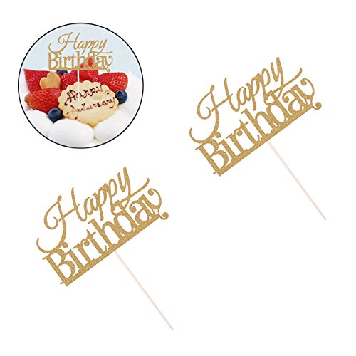BESTOYARD 10 Piezas Happy Birthday Cake Topper Cake Decorations Suministros para Fiestas (Dorado)