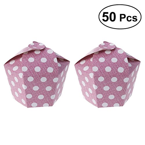 BESTOYARD 50 Piezas Caja de la panadería Pastel de Boda Caja de Dulces Papel Respetuoso del Medio Ambiente Delicado envases de Regalo Decorativos para caseras Cookies Dulces y Regalos (Rosa)