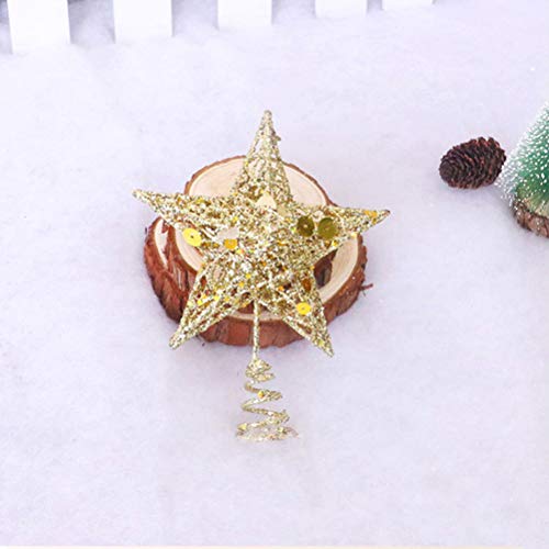 BESTOYARD Estrella de Árbol de Navidad de Cinco Puntas para Árbol de Navidad Decoración Árbol de Navidad (Dorados) 12 cm