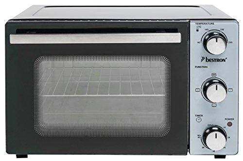 Bestron AOV20 Mini Horno con Calor Superior e Inferior, 1300 W, 20 litros, Negro