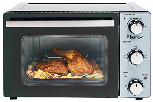 Bestron AOV20 Mini Horno con Calor Superior e Inferior, 1300 W, 20 litros, Negro