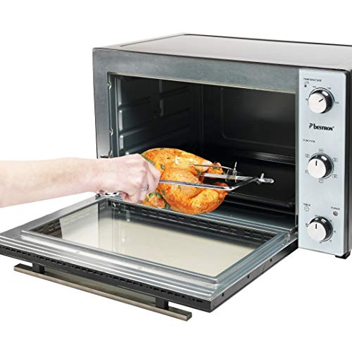 Bestron AOV45 Mini Horno 2 en 1 con Pincho Giratorio, 1800 W, 45 litros, Negro