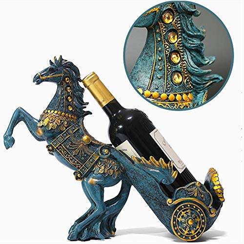 BESTSOON Estante del Vino de Mesa Caballo Ornamento Crafts Estante del Vino Ornamento Creativo del hogar Estante de la Botella de Vino Vitrina para encimeras, despensas y frigoríficos