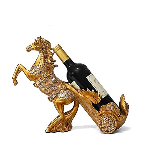 BESTSOON Estante del Vino de Mesa Caballo Ornamento Crafts Estante del Vino Ornamento Creativo del hogar Estante de la Botella de Vino Vitrina para encimeras, despensas y frigoríficos