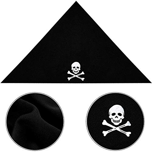 BESTZY 12 Piezas de Pañuelo de Pirata Braga de Cabeza de Capitán Pirata Negra para Fiesta Temática de Pirata, Piratas Bandana Cabeza paños, Pirata Toalla Bufanda para Pirata Party