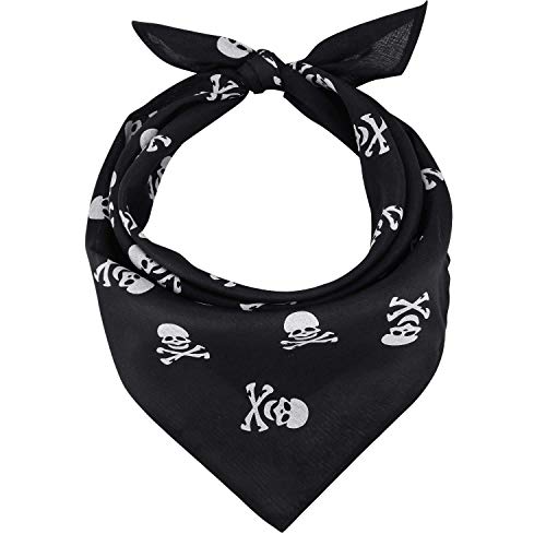 BESTZY 12 Piezas de Pañuelo de Pirata Braga de Cabeza de Capitán Pirata Negra para Fiesta Temática de Pirata, Piratas Bandana Cabeza paños, Pirata Toalla Bufanda para Pirata Party