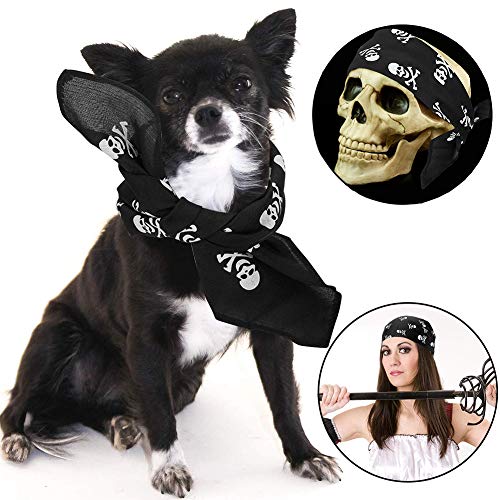 BESTZY 12 Piezas de Pañuelo de Pirata Braga de Cabeza de Capitán Pirata Negra para Fiesta Temática de Pirata, Piratas Bandana Cabeza paños, Pirata Toalla Bufanda para Pirata Party