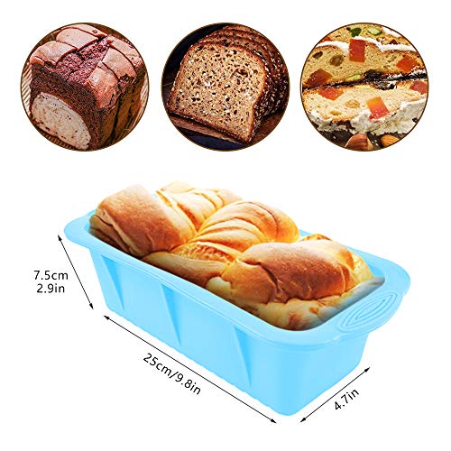 Besylo Silicona para pan, Molde Hornear Rectangular, Juego de 2, antiadherente ideal para pasteles, pan, pastel de carne, panqueques, pizza y quiche (azul, verde)