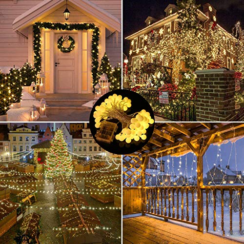 BETECK Guirnalda Luces, Luces de Cadena Impermeable 10M 100 LED 8 Modos Decorativas para Exterior, Interior, Jardines Fiesta de Navidad, Luz de Hadas Intensidad Regulable (Blanco)