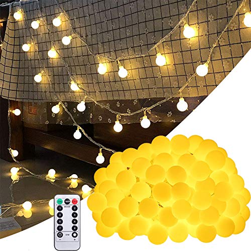 BETECK Guirnalda Luces, Luces de Cadena Impermeable 10M 100 LED 8 Modos Decorativas para Exterior, Interior, Jardines Fiesta de Navidad, Luz de Hadas Intensidad Regulable (Blanco)