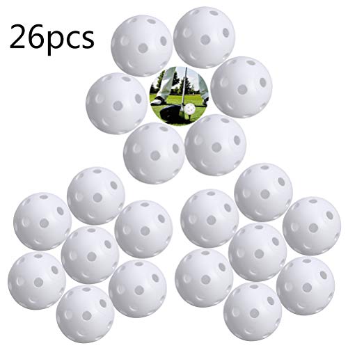 BETOY 26pcs Bolas de formación de Pelotas de Golf Huecas de Flujo de Aire de plástico para el Paquete de práctica de Golf (Blanco)