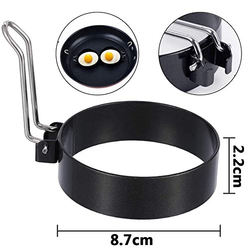 BETOY Anillos de Huevo, 4 Piezas Anillos de Huevo Antiadherentes Huevos con Asa Plegable Acero Inoxidable Anillos De Huevo Utilizado en Cocinas, Restaurantes, Hoteles, Fiestas, Picnics Al Aire Libre