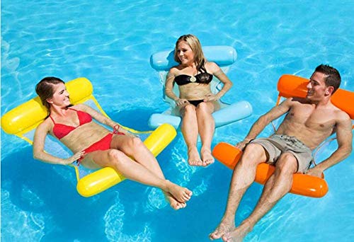 BETOY Hamaca Flotante Hamaca Hinchable Piscina Colchoneta Hinchable Piscina Cama Flotante de Agua Piscina Tumbona Hamaca Inflable de Agua Flotante colchoneta Piscina Tumbona (Naranja)