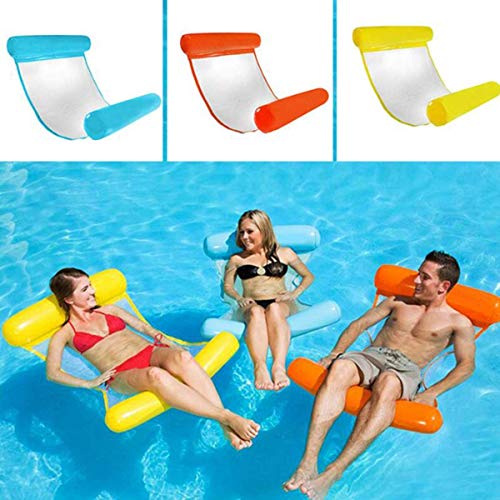 BETOY Hamaca Flotante Hamaca Hinchable Piscina Colchoneta Hinchable Piscina Cama Flotante de Agua Piscina Tumbona Hamaca Inflable de Agua Flotante colchoneta Piscina Tumbona (Naranja)