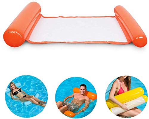 BETOY Hamaca Flotante Hamaca Hinchable Piscina Colchoneta Hinchable Piscina Cama Flotante de Agua Piscina Tumbona Hamaca Inflable de Agua Flotante colchoneta Piscina Tumbona (Naranja)