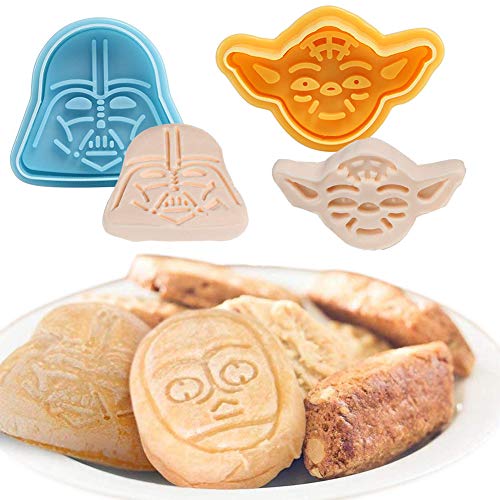 BETOY Juego de 4 Piezas Star Wars Cookie Cutters plungers Molde -cortadores de Galletas émbolos de Molde de la Torta del Molde para Hornear la Pasta de azúcar decoración Hornear