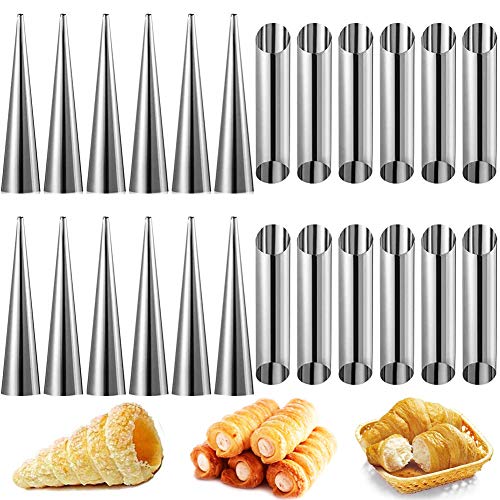 BETOY moldes para repostería 20PCS Moldes De Cuerno Crema Tubos de Acero Inoxidable de Cannoli Molde para Hornear Pan Molde del Cuerno para panqueques, Crema, Molde de Croissant DIY