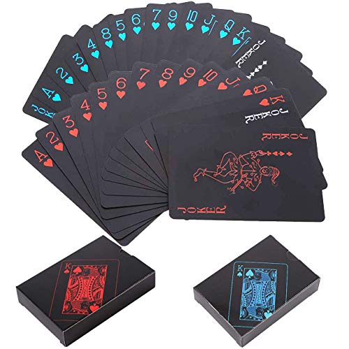 BETOY póker Naipes 2 Paquete Cartas de Poker Impermeables Cartas de póker de plástico Cartas magicas clásicas para niños y Adultos Mesa Juegos de Cartas(54 Piezas/Cubierta)