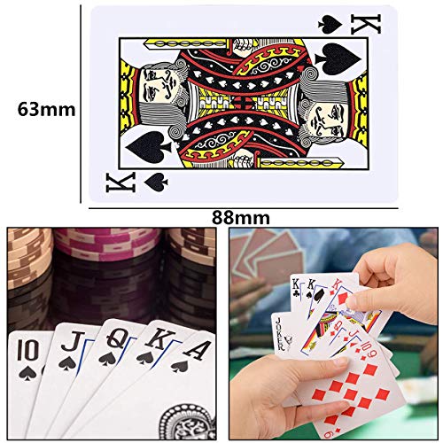 BETOY póker Naipes 2 Paquete Cartas de Poker Impermeables Cartas de póker de plástico Cartas magicas clásicas para niños y Adultos Mesa Juegos de Cartas(54 Piezas/Cubierta)