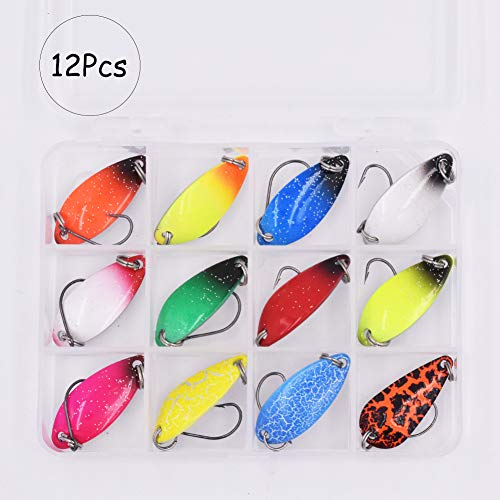 BETOY Señuelos de Trucha, 13 Piezas Cucharas de Trucha Set de Cuchara Pesca Colores Cucharas de Pesca Señuelos de Trucha, Cucharas de Trucha, Adecuado para Pesca de Charca y Perca Spinning