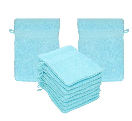 Betz Paquete de 10 Manoplas de baño Palermo 100% algodón tamaño 16x21 cm (Turquesa)