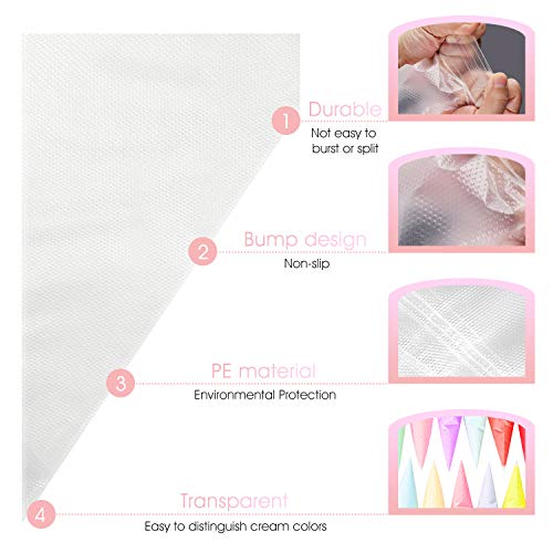 Beunyow Mangas Pasteleras Desechables, 100pcs 55cm Bolsas de Pastelería de Plástico Manga Repostería DIY Decoración de Pasteles Herramientas para Hornear Bizcocho, Galleta, Cupcake y Hojaldre