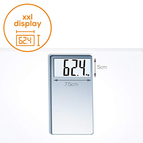 Beurer PS160 - Báscula de baño, báscula con pantalla LCD dígitos grandes de 4.7 cm, capacidad 180 KG, diseño retro en color blanco