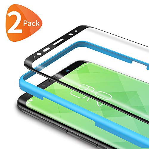 Bewahly Cristal Templado para Samsung Galaxy S8 [2 Piezas], 3D Curvado Completa Cobertura Protector Pantalla con Marco de Instalación Fácil, 9H Dureza Vidrio Templado para Samsung Galaxy S8 (Negro)