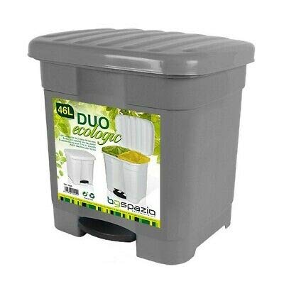 BG Spazio Cubo de Basura Papelera Duo clasificador 46 litros ecologic 2 en 1 (Gris)