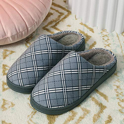 B/H Interior Casa Caliente Slippers Suave Algodón,Inicio Pantuflas de algodón de Felpa,Pantuflas de Tela para Interiores-Gris_42-43,Zapatillas de casa de Felpa de algodón