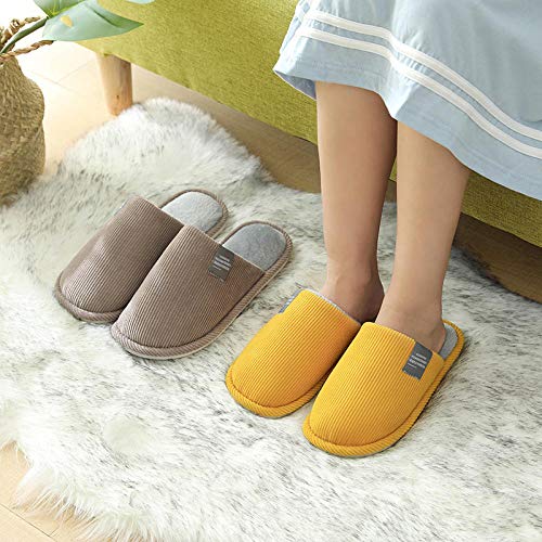 B/H Interior Casa Caliente Slippers Suave Algodón,Zapatillas Antideslizantes de otoño e Invierno para el hogar,Zapatillas para Piso de Suela Gruesa-Red_38-39,Zapatillas de casa de Felpa de algodón