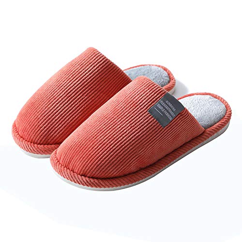 B/H Interior Casa Caliente Slippers Suave Algodón,Zapatillas Antideslizantes de otoño e Invierno para el hogar,Zapatillas para Piso de Suela Gruesa-Red_38-39,Zapatillas de casa de Felpa de algodón