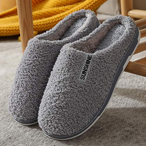 B/H Interior Casa Caliente Slippers Suave Algodón,Zapatillas de casa Antideslizantes TPR de otoño e Invierno,Zapatos de algodón de Felpa Interior-Gris_40-41,Zapatillas de casa de Felpa de algodón