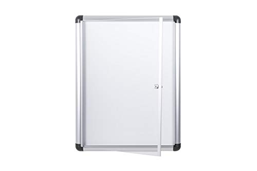 Bi-Office Boletín Enclore Extra, Superficie magnética en acero lacado, Tablón de anuncios con puerta con bisagras para interiores en aluminio, 532 x 686 mm - 4xA4