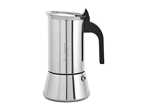 Bialetti 6356 Venus - Cafetera de acero inoxidable, 6 tazas, fondo de inducción Bachilite, 6 tazas, inoxidable, gris