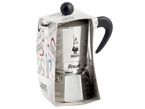 Bialetti Break - Cafetera expreso de 1 Taza, Negra, de Aluminio, Gris, 11 x 7 x 14 cm