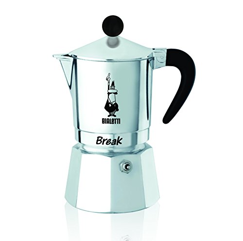 Bialetti Break - Cafetera expreso de 1 Taza, Negra, de Aluminio, Gris, 11 x 7 x 14 cm