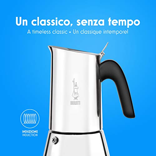 Bialetti Cafetera Italiana Espresso por Inducción, Acero, 6 Tazas, Plata